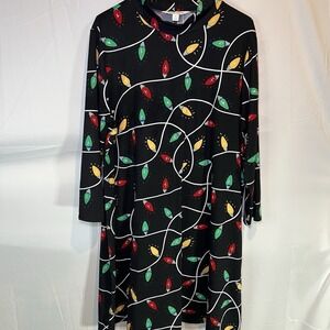 Celebrate Together Women's XL‎ Dress Jersey Knit Christmas Lights Xmas Holiday